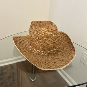 Vagabond Vintage Straw Cowboy Hat Western Rope Band One Size